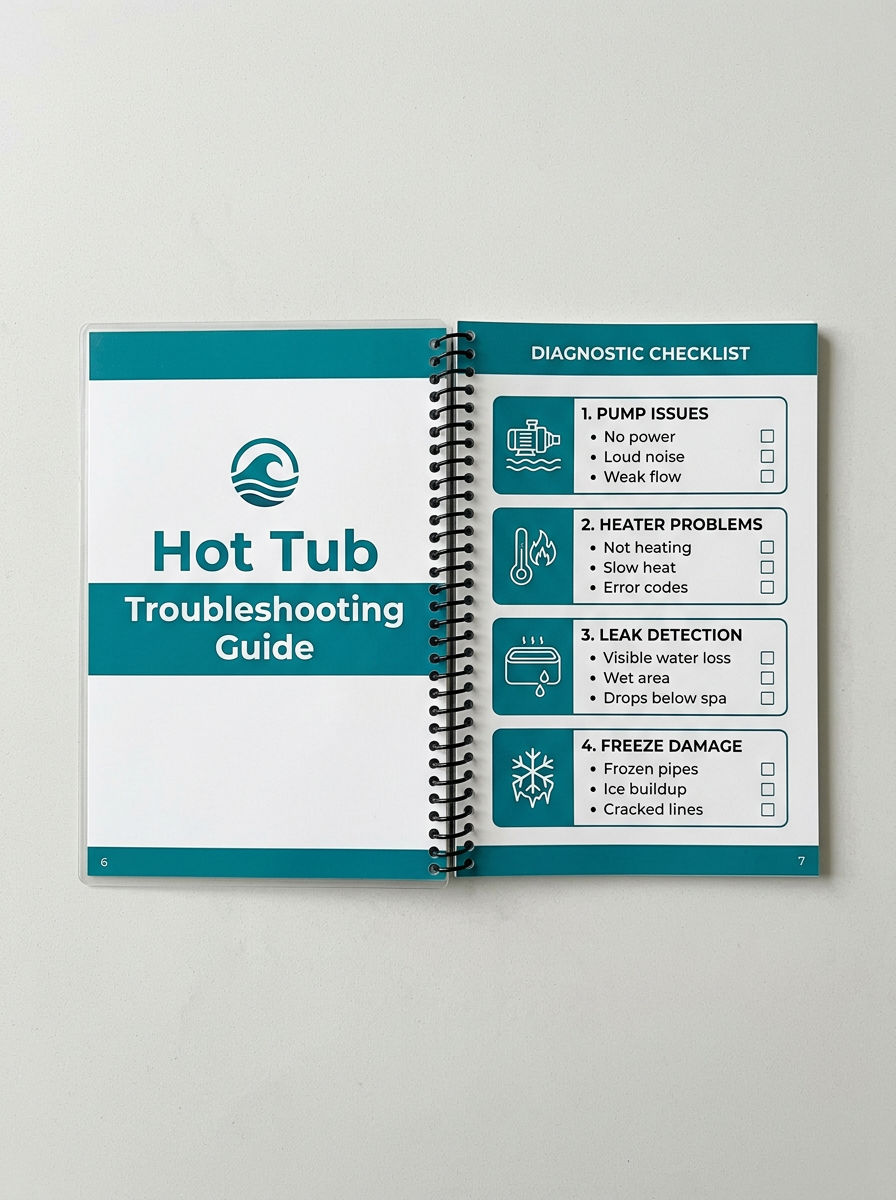 Free hot tub troubleshooting guide diagnostic checklist mockup